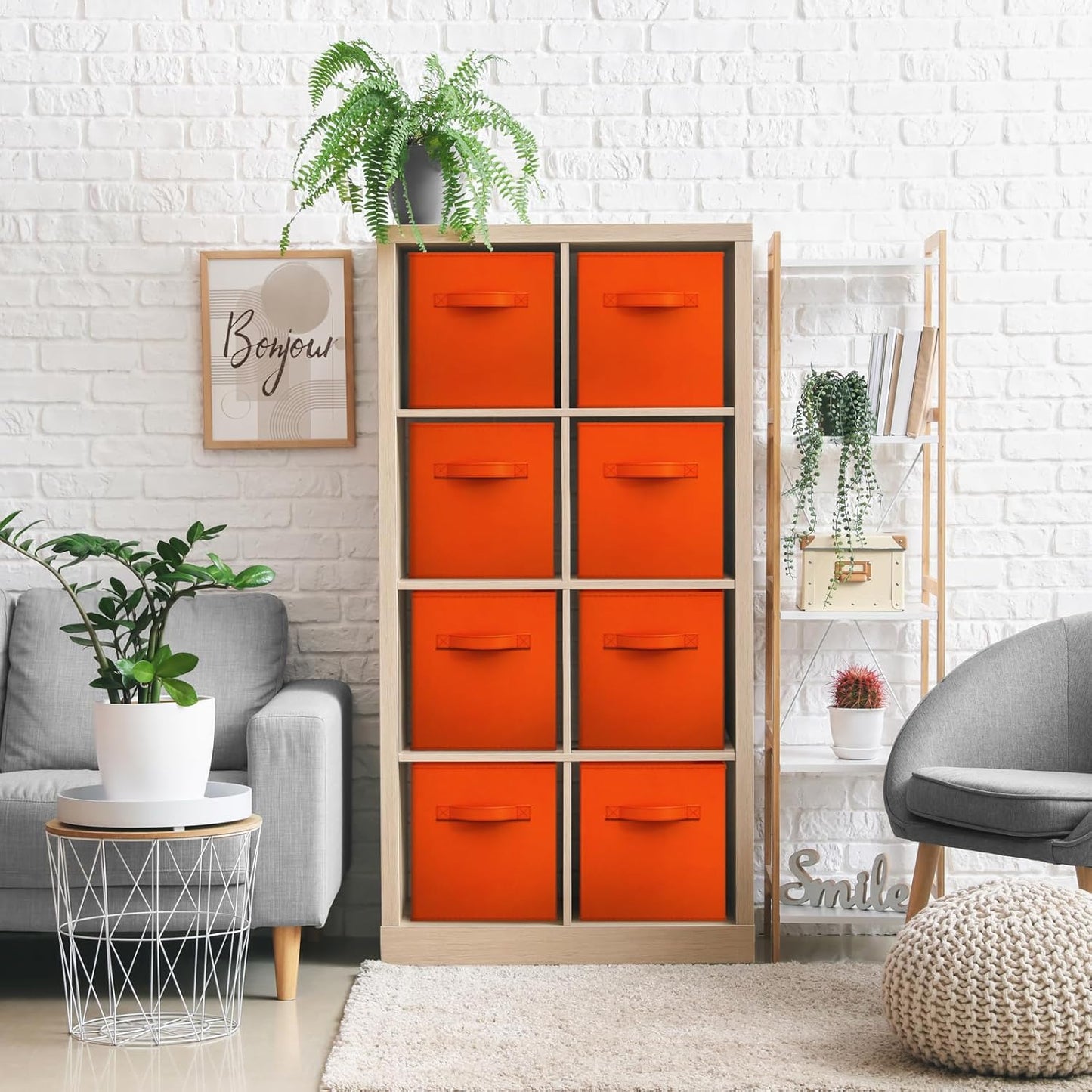 Sorbus 13 Inch Storage Bins - Sturdy Collapsible Fabric Storage Cubes with Handle - 8 Foldable Baskets for Organizing Clothes, Toys, Books - Storage Baskets for Shelves, Closets