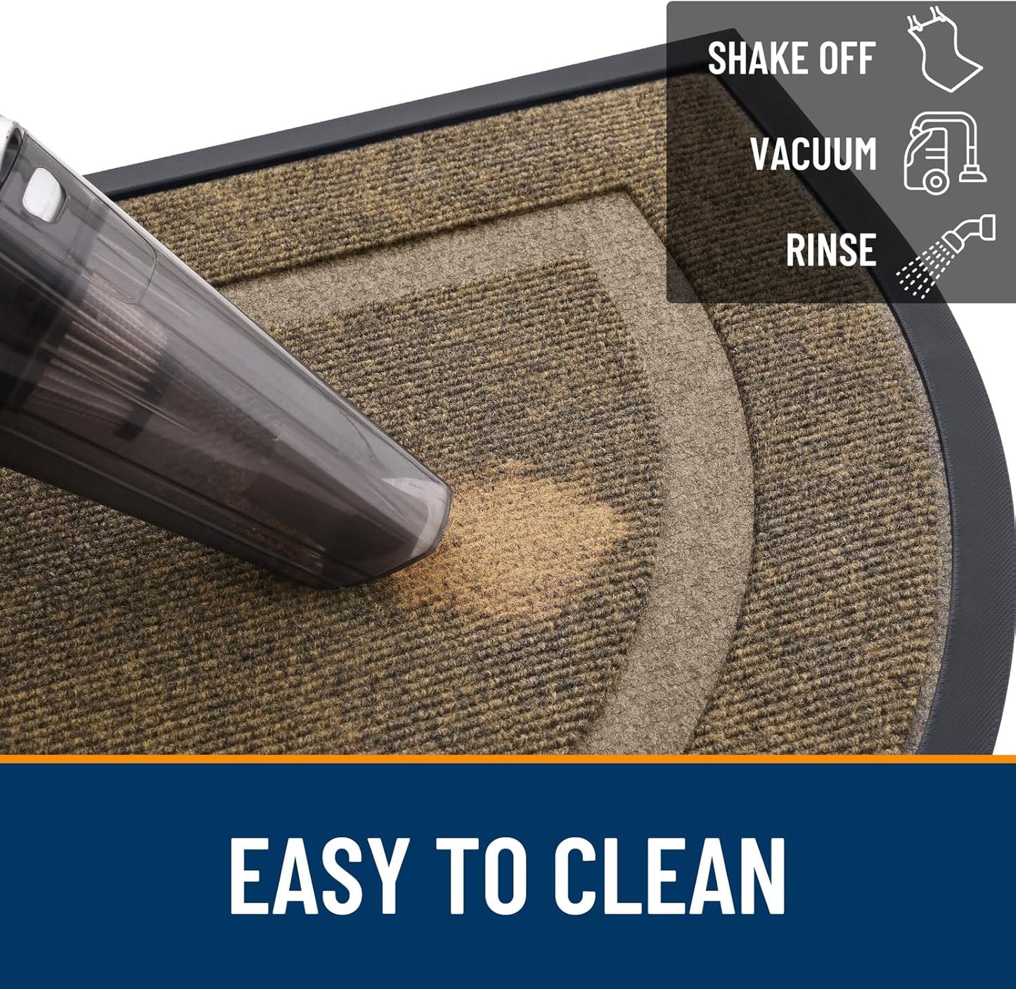 OLANLY Half Circle Door Mat Indoor Outdoor Entrance Welcome, Waterproof All-Season, All-Weather Doormat, Sturdy Natural Rubber, Low Profile, Easy Clean Patio Porch Entryway Mat, 59x35, Brown