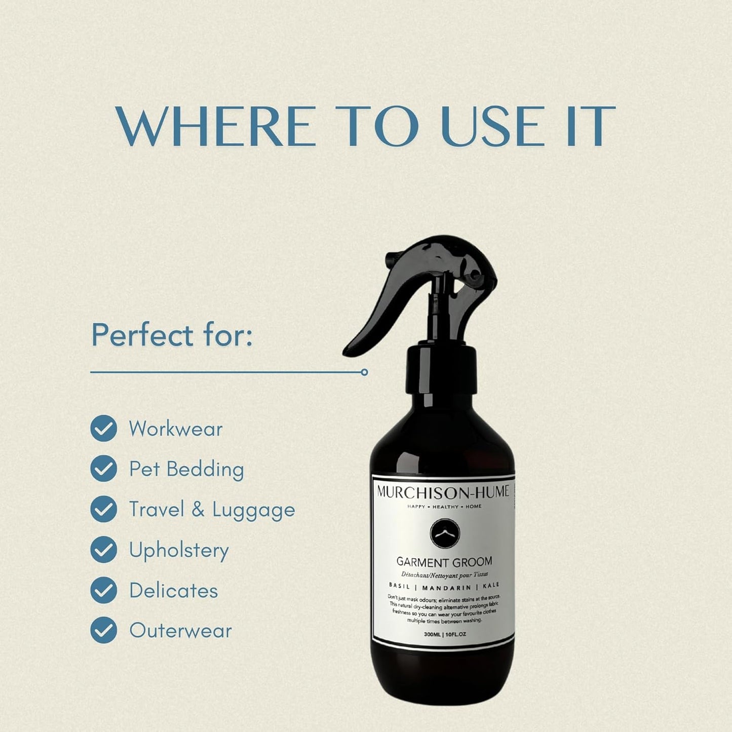 Murchison-Hume Garment Groom Fabric Freshener, Air Freshener, Odor Fighter, Laundry Treatment and Stain Remover, Original Fig