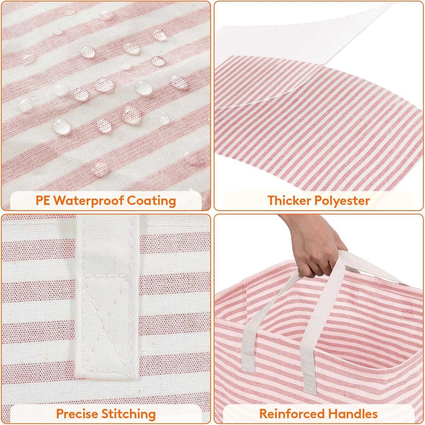 Lifewit 2 Pack Laundry Hamper Large Collapsible Laundry Baskets, Freestanding Waterproof Clothes Hamper with Easy Carry Handles in Laundry Room Bedroom Bathroom College Dorm for Adults, Pink, 2 x 80L