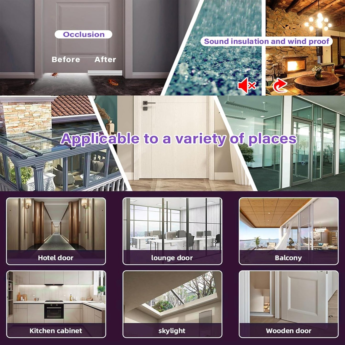 Weather Stripping Door Seal Strip for Gaps, Silicone Draft Stopper Adhesive Tape for Sliding Doors, Windows, Shower Glass, Soundproof Seal for Home Insulation, 32.8ft Roll