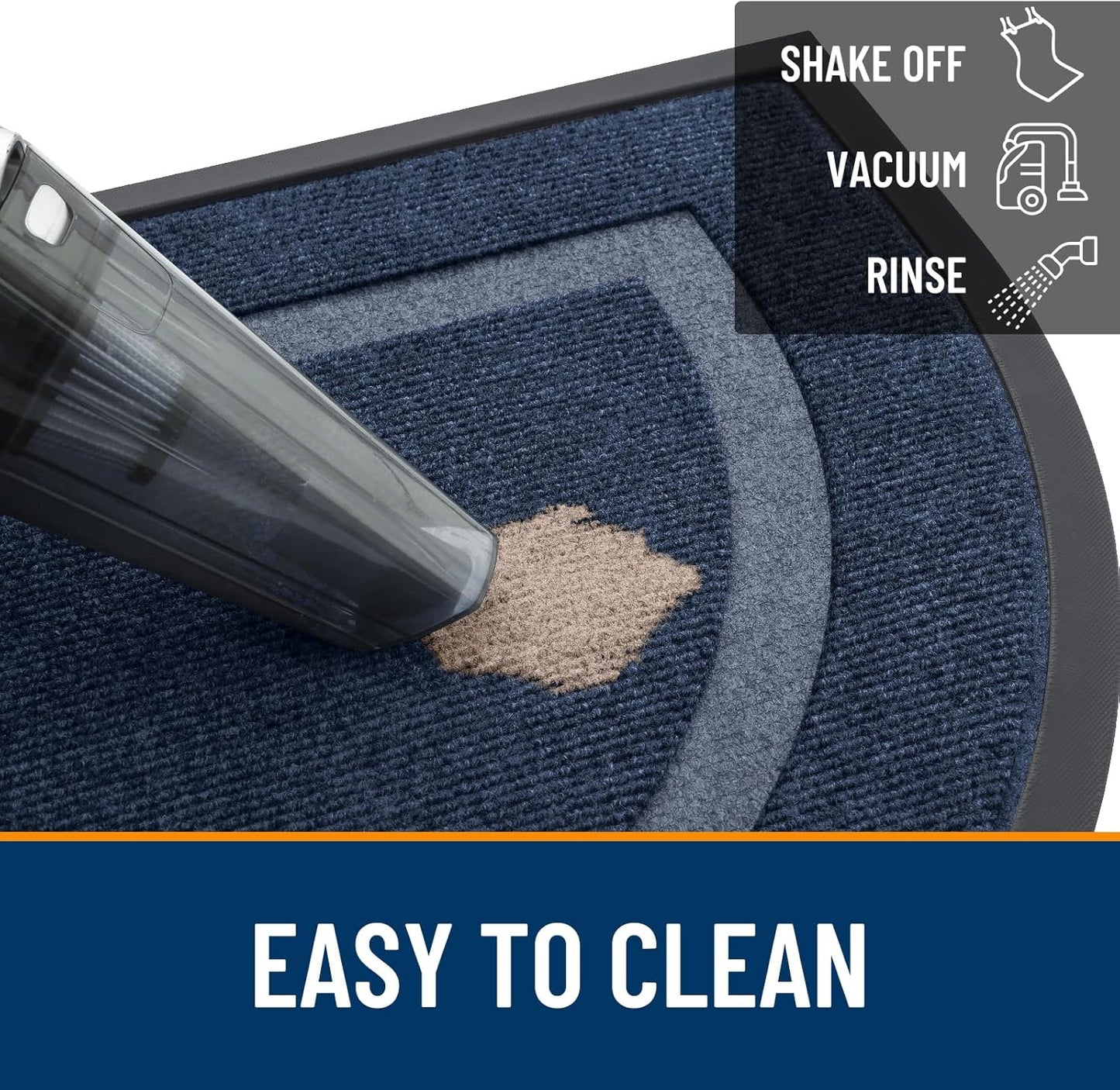 OLANLY Half Circle Door Mat Indoor Outdoor Entrance Welcome, Waterproof All-Season, All-Weather Doormat, Sturdy Natural Rubber, Low Profile, Easy Clean Patio Porch Entryway Mat, 59x23, Blue