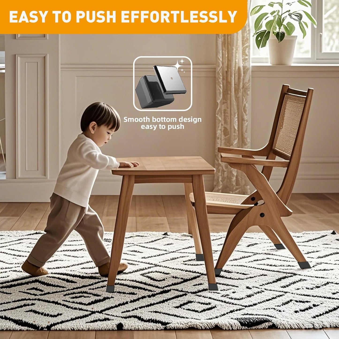 Furniture Sliders,24 PCS Square Chair Leg Sliders for Carpet, Furniture Movers Sliders, Carpet Chairs Furniture Glides, Floor Protectors, Carpet Moving Sliders Easily Move.(Black, Fit:0.67-0.87").