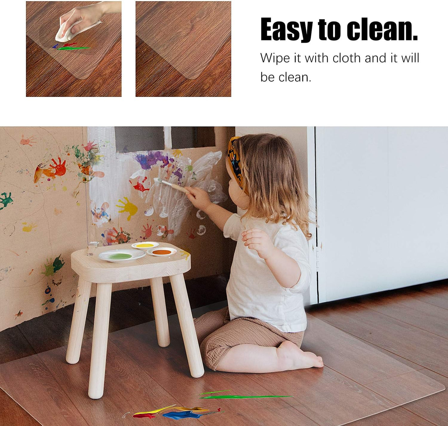 Kuyal Clear Chair Mat, Hard Floor Use, 48" x 32" Transparent Office Home Floor Protector mat Chairmats (48" x 32" Rectangle)