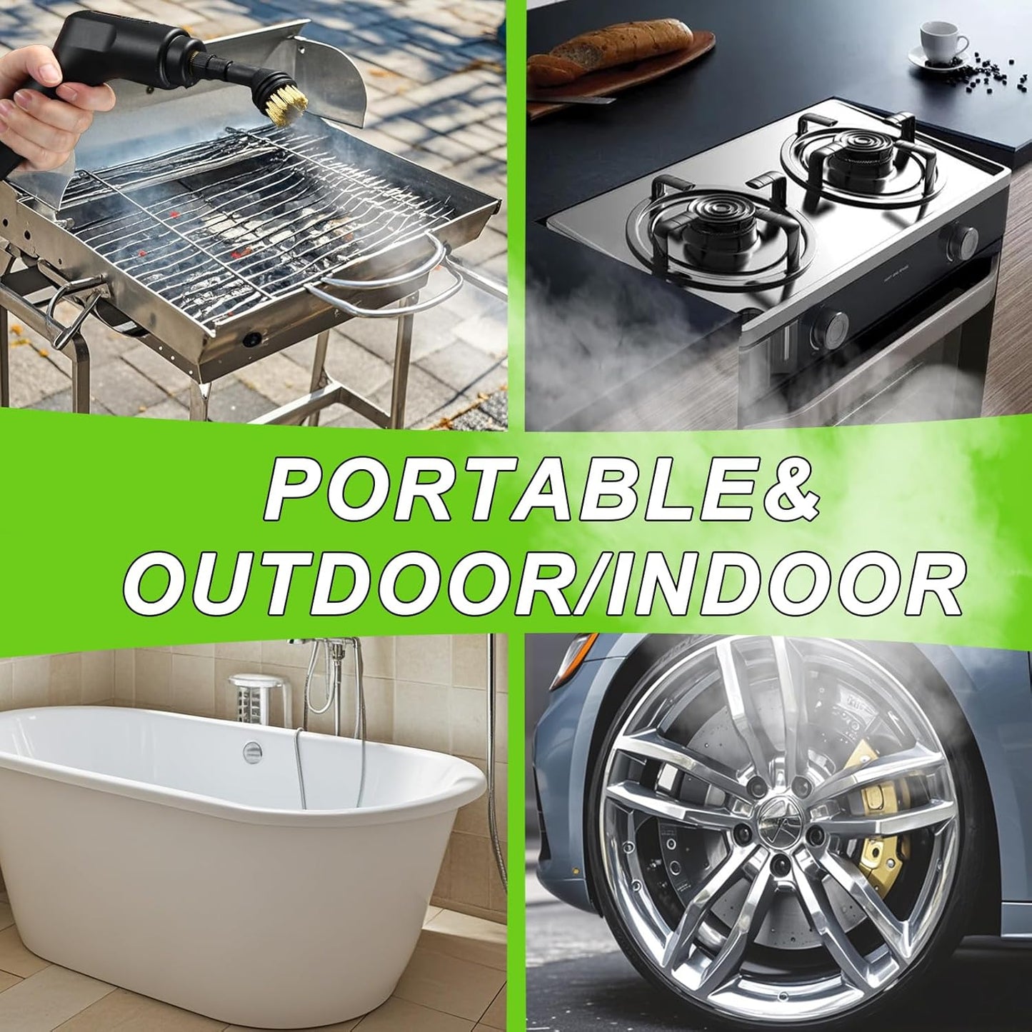 2500W Handheld Steam Cleaner,Portable Car Steamer For Auto Detailing,High-Temperature and Pressure Steam Cleaner For Home, Steam Cleaning Machine for Furniture,Kitchen,Grout,Floor,Tile (09-Green)