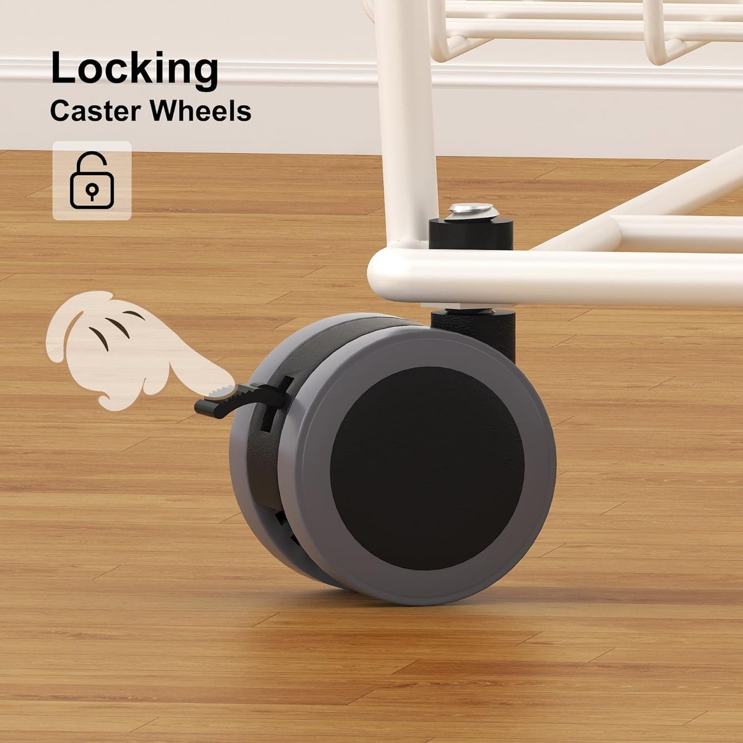 PUSDON Stackable Metal Storage Carts, Dual Use Shelf for Kitchen Fruit Vegetable Baskets with Wheels, Storage Rack for Living Room, Home & Office, Standard White 6 Tiers