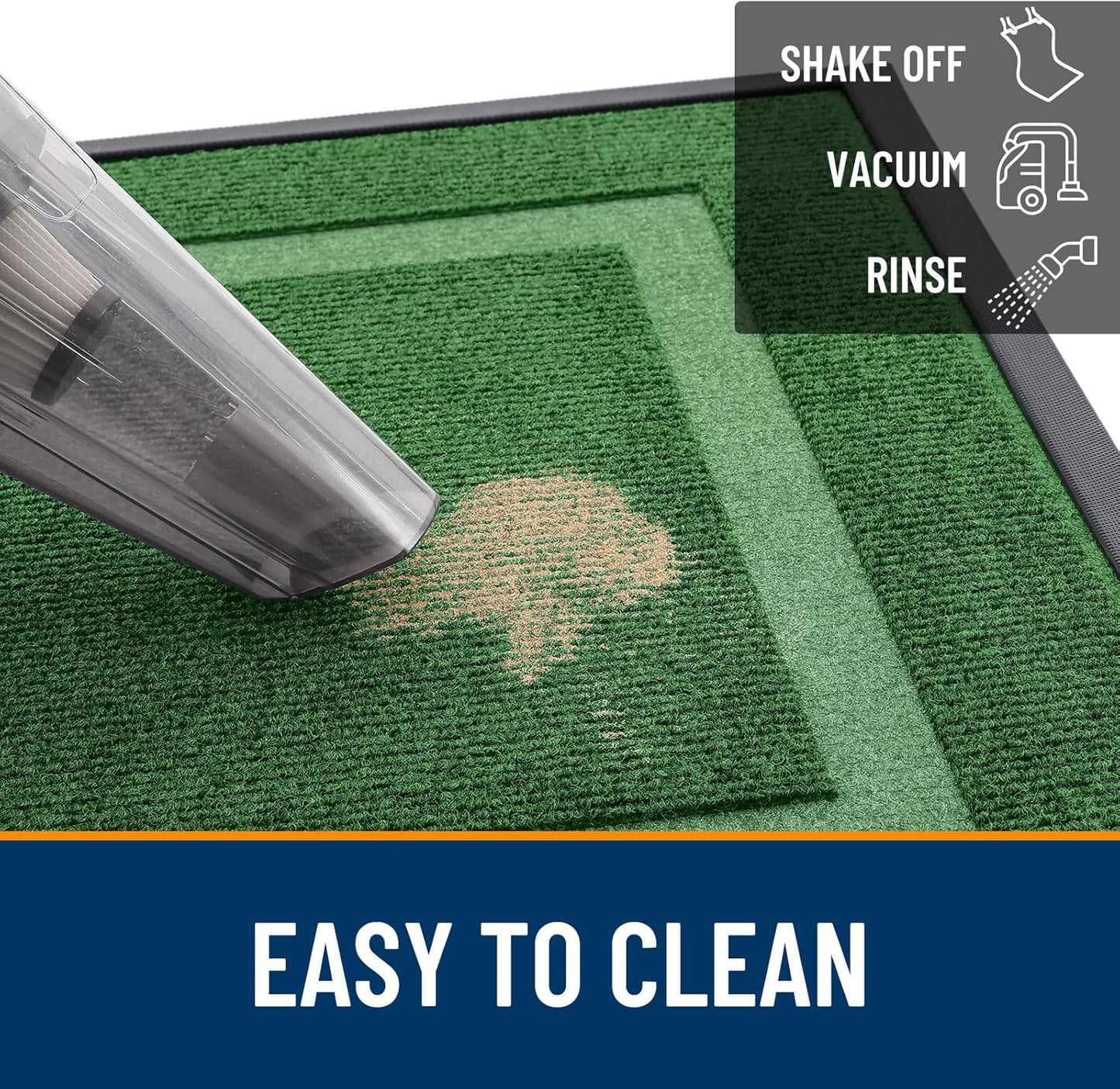 OLANLY Front Door Mat Indoor Outdoor Entrance, Waterproof All-Season, All-Weather Doormat, Sturdy Natural Rubber, Fade Resistant, Low Profile, Easy Clean Patio Porch Entryway Mat, 47x32, Green