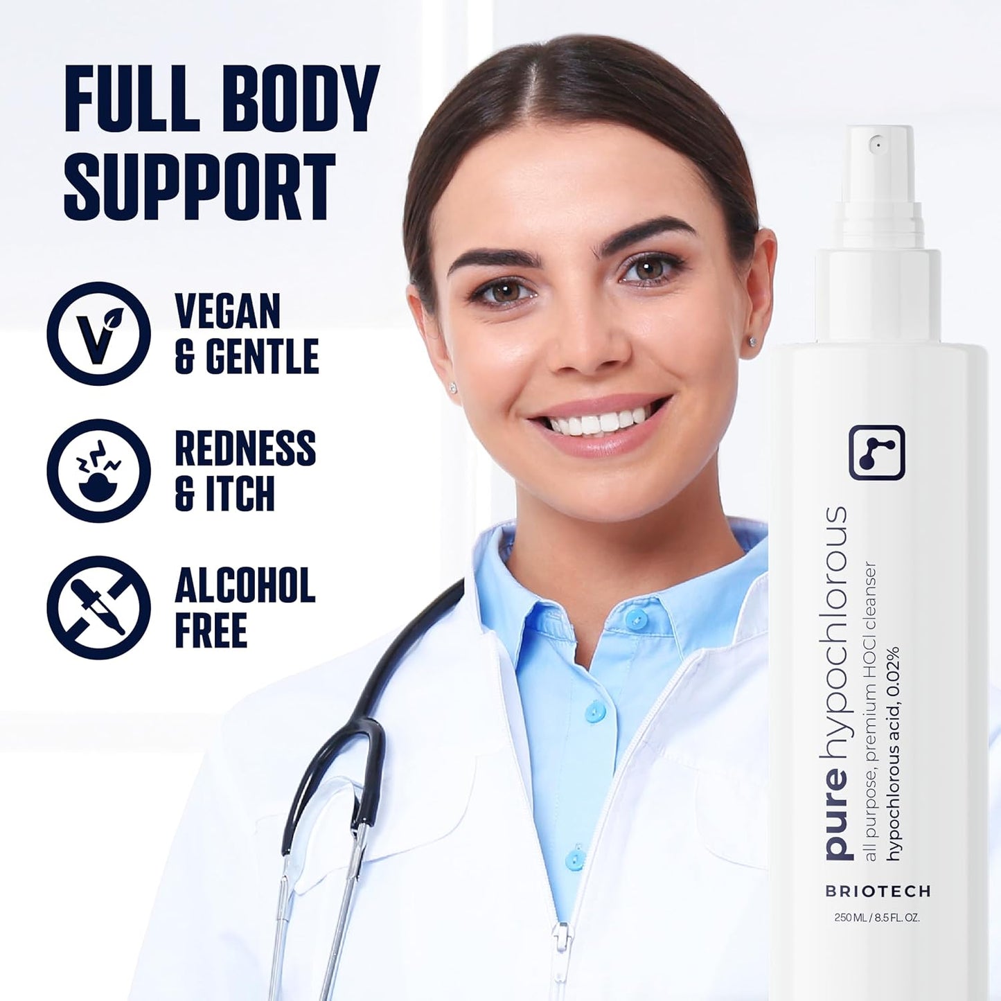 BRIOTECH Pure Hypochlorous Acid Cleanser, Original Premium HOCl Topical Solution, Multi-Purpose Cleaner, Family Approved & Pet Friendly, 32 fl oz Refill (2 Pack)