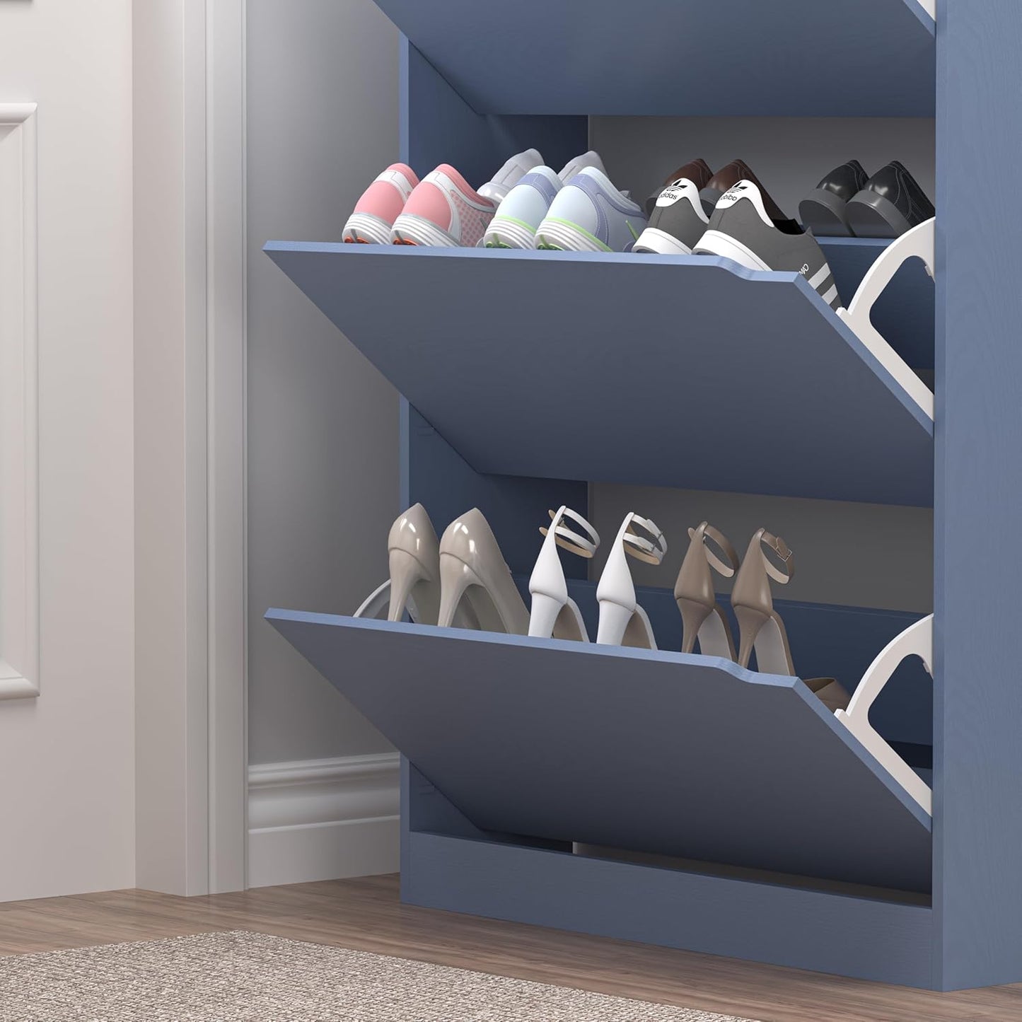 Shoe Cabinet with 3 Flip Drawers, Hidden Wood Shoe Cabinet,Freestanding Shoe Storage Cabinet for Entryway Hallway. 47.2" H*31.5" W*9.45" D