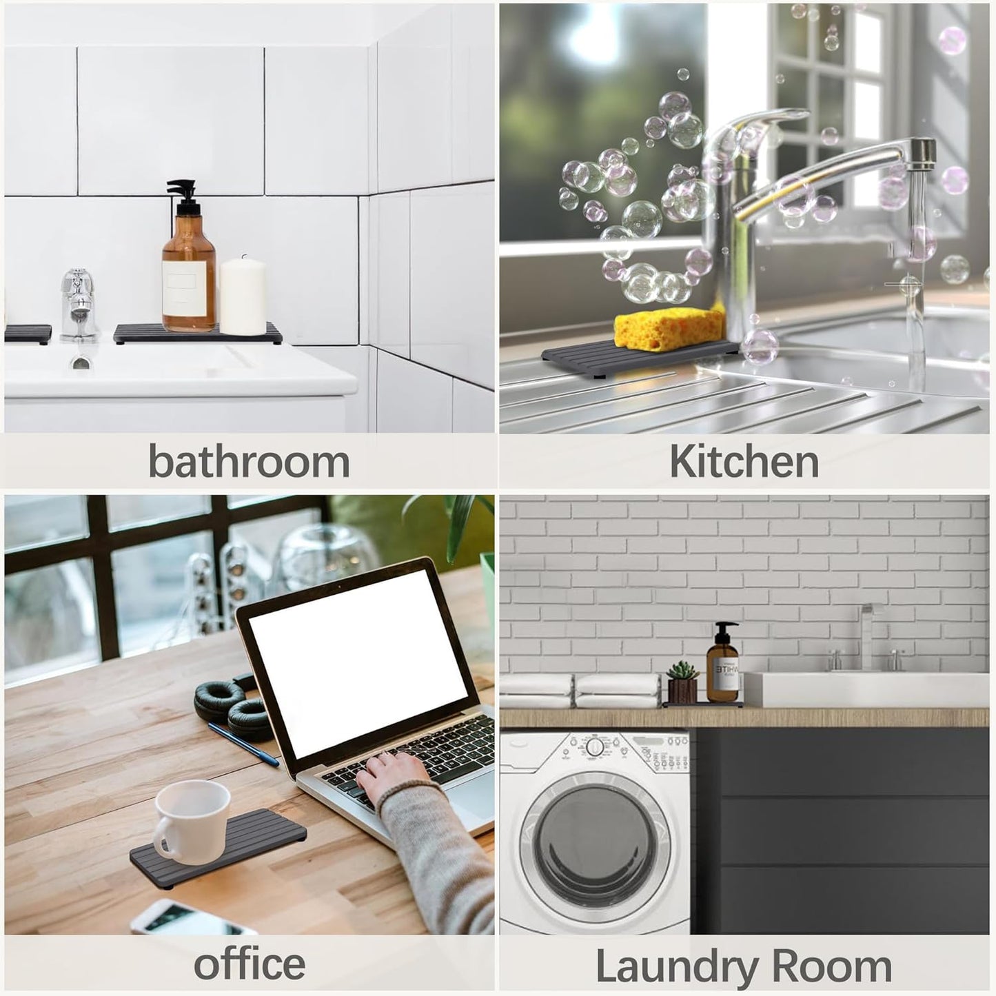 Set of 4 Water Absorbent Diatomite Coasters, Diatomaceous Earth Kitchen Soap Dish, Bathroom Trays, Water Absorbing Stone Used for Hand Soaps & Plants & Toiletries in The Modern Home