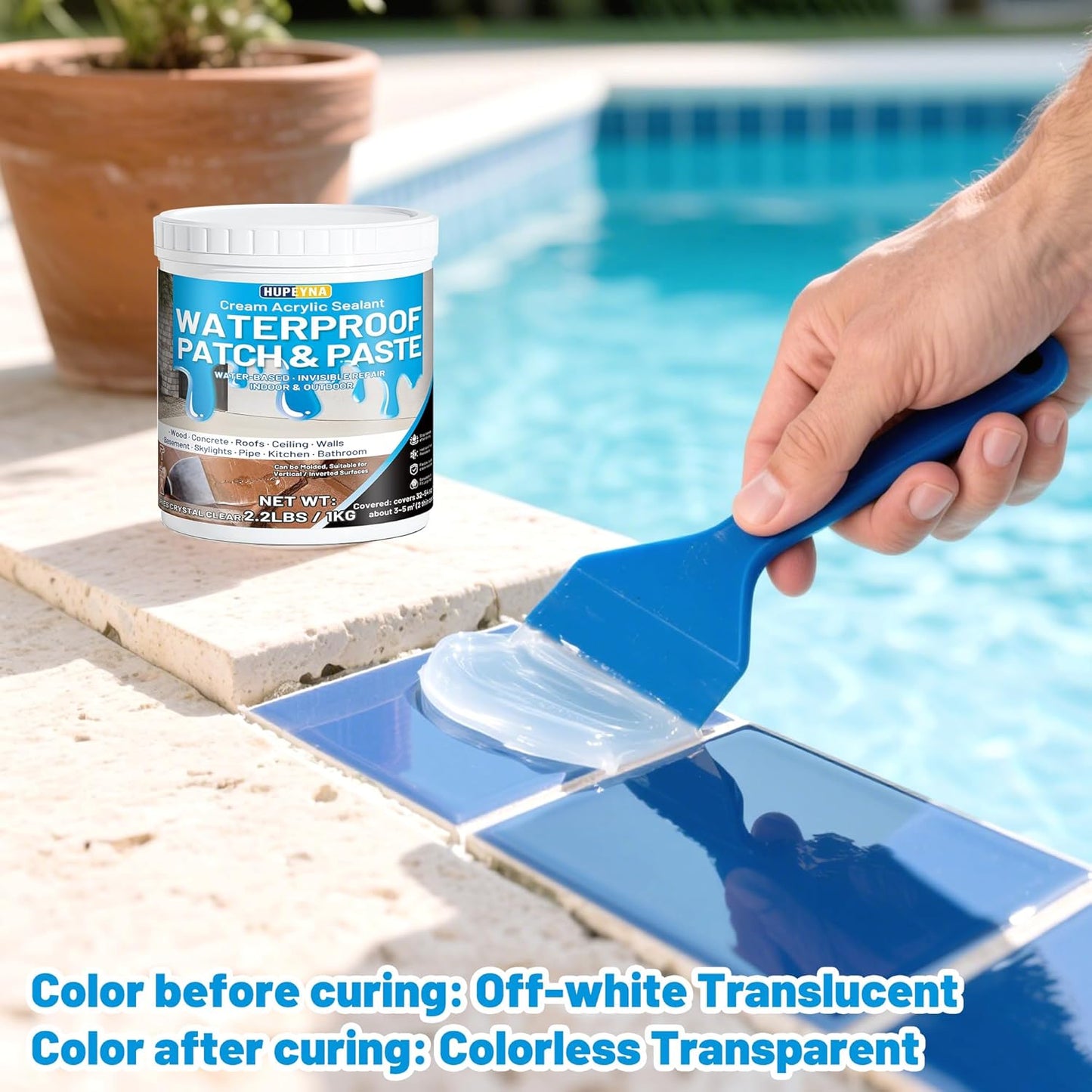 Waterproof Patch & Seal Rubberized Sealant Paste, 2.2lbs Anti-Leakage Clear Waterproof Paste Invisible Indoor & Outdoor Repair for Curved and Vertical Surfaces Wood, Tile, Stone, Roofs, Wall