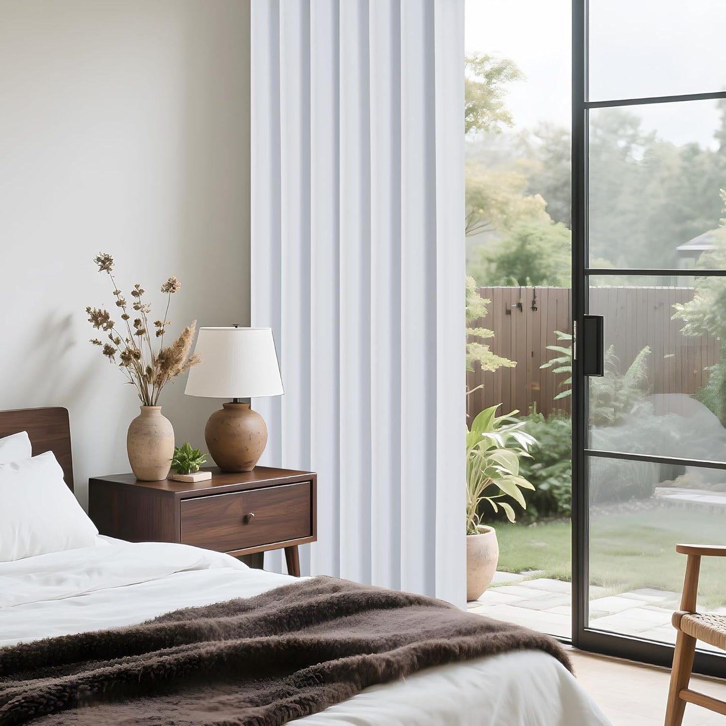 PONY DANCE White 100% Black Out Curtains 72 inch Length, Thermal Insulated Window Treatment Blacout Drapes for Bedroom, Room Darkening Noise Reducing Curtains for Living Room(2 Panels, 34 inches Wide)