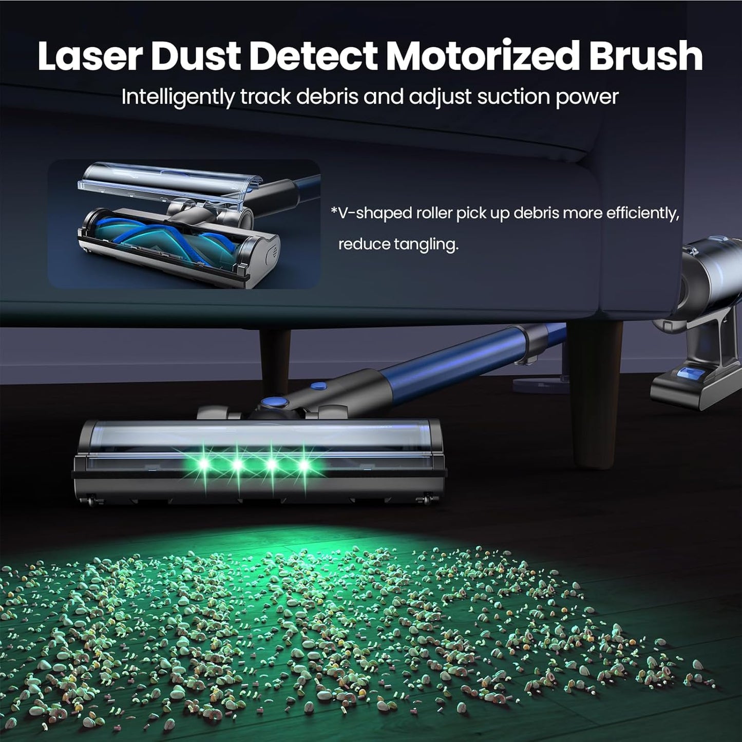 V25 Cordless Vacuum Cleaner, 680W 60Kpa Powerful Stick Vacuum with Dust Sensor, Digital Display, 4000mAh Rechargeable Battery up to 60Mins, Versatile for Pet Hair, Floor, Carpet