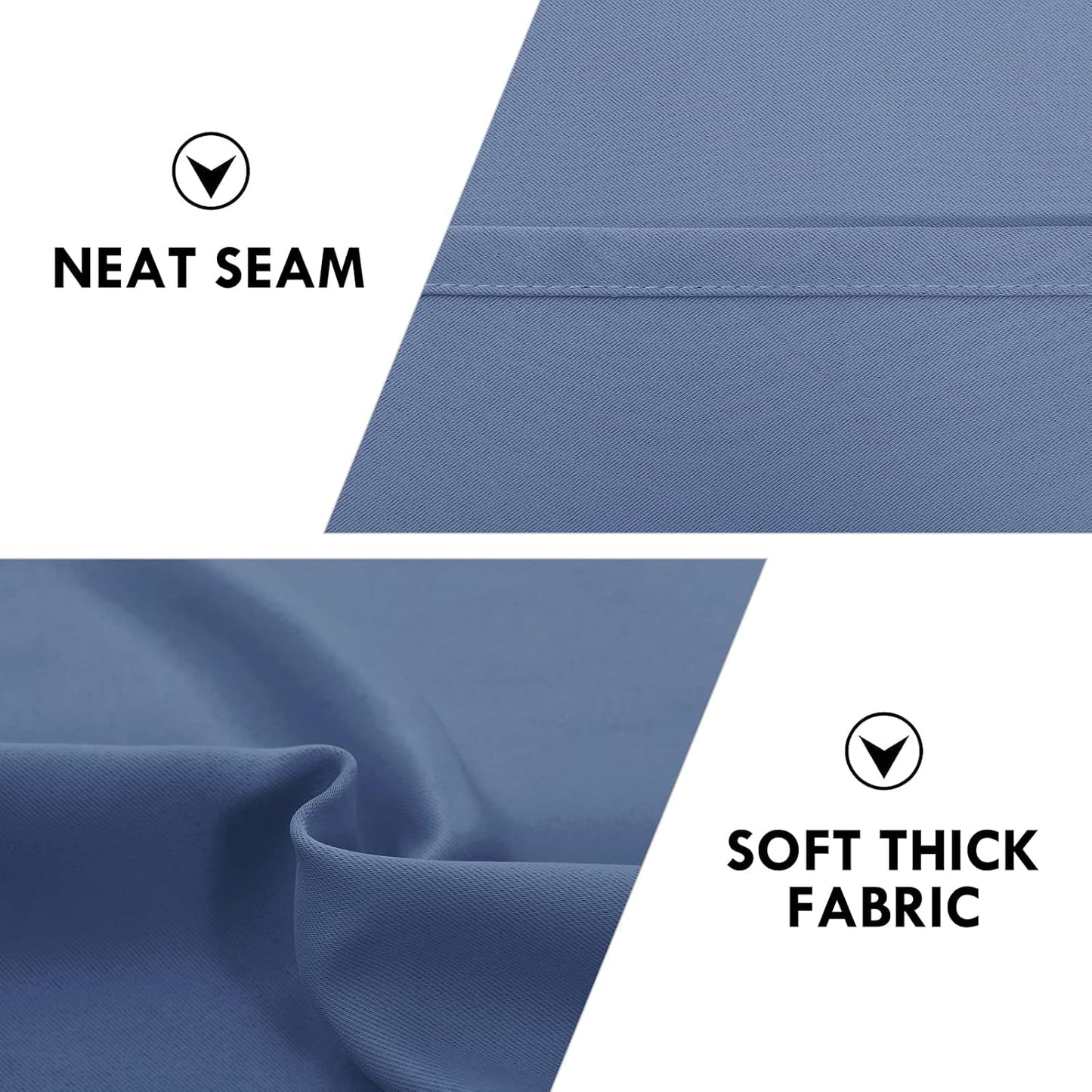 DWCN Blackout Curtains – Thermal Insulated, Energy Saving & Noise Reducing Bedroom and Living Room Curtains, Dusty Blue, W 42x L 63 Inch, Set of 2 Rod Pocket Curtain Panels