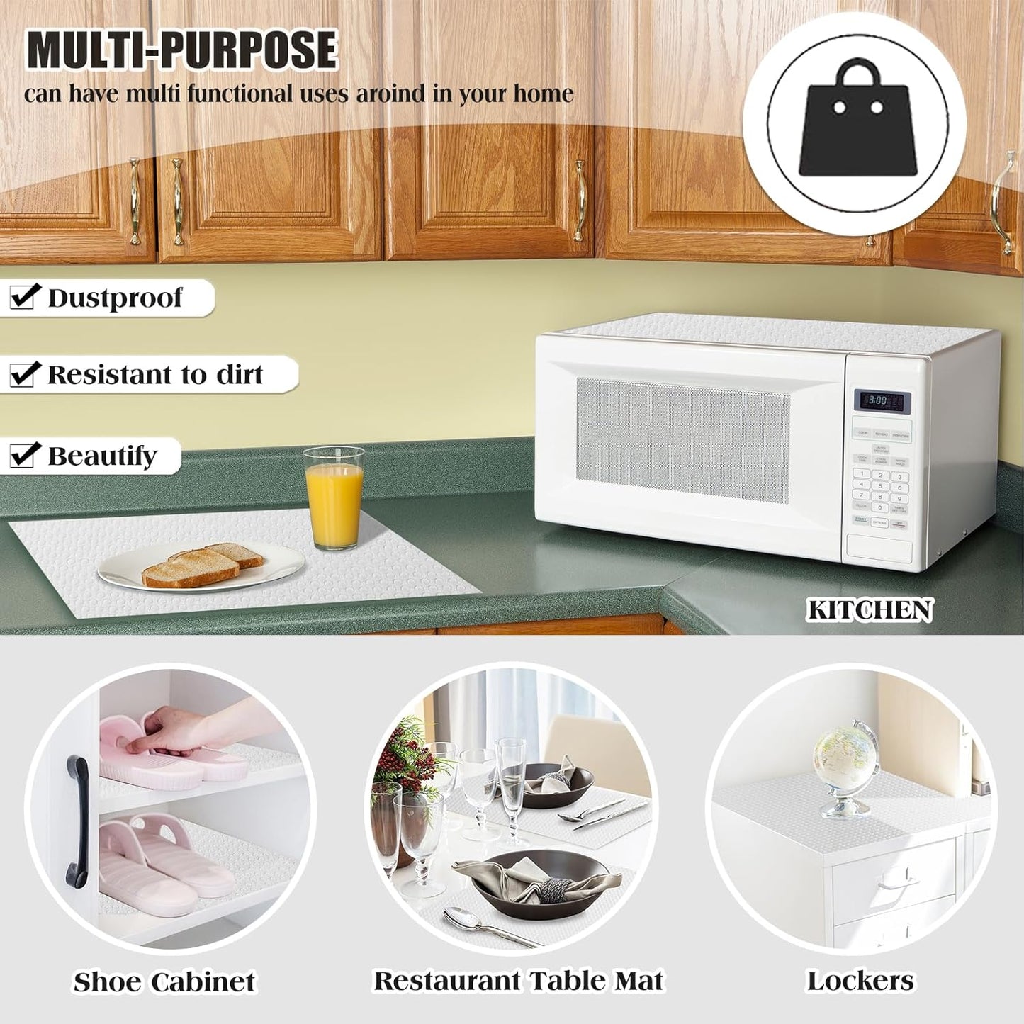 10Pcs Refrigerator Liners, Washable Fridge Liner Shelf Mats Refrigerator Pads for Cupboard Cabinet Drawer Home Kitchen Accessories Organization (Clear)