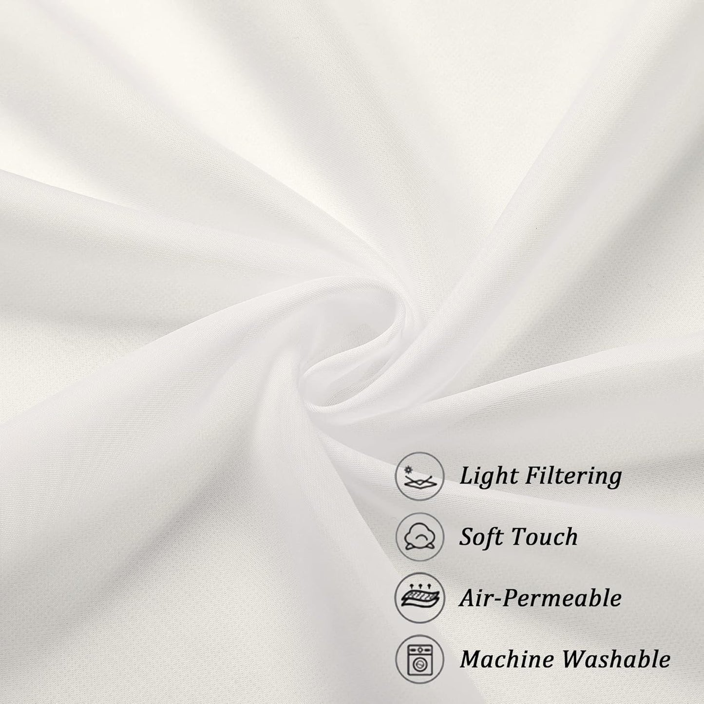 Chyhomenyc Ivory Sheer Window Curtain Panels 45 Inch, Set of 2, Light Filtering Solid Voile Curtains Drapes for Small Window/Living Room/Bedroom, Rod Pocket, 42W x 45L inches