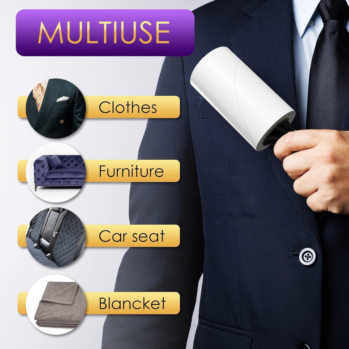 Lint Roller Refills 10 Pack of 900 Sheets / 10 Refills Rollers Only, Extra Sticky Roller for Pet Hair, Lint Remover Dog Hair Cat, Fuzz, Animal Fur, Stick Lint Removal Roller Clothes