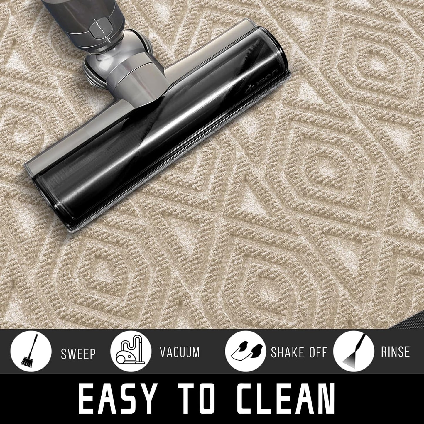 Yimobra Door Mat, Outdoor Indoor Entrance Welcome Mat, Heavy Entry Front Door Mat, Stain & Fade Resistant, Low Profile, Sturdy Rubber, Easy Clean Patio Floor Mat, Waterproof, 29.5 x 17, Light Beige