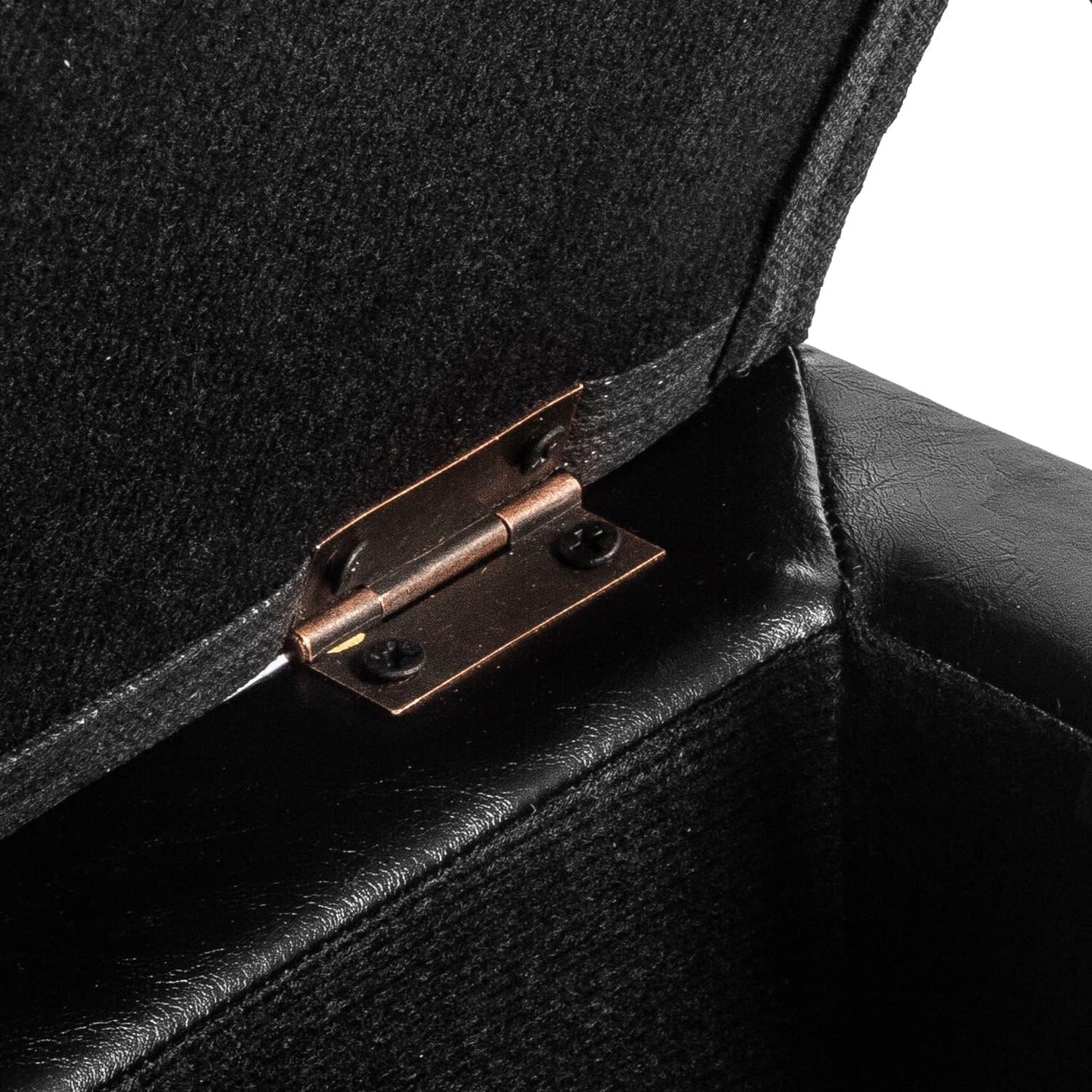 Adeco Storage Ottoman Foot Rest Stool, Leather Ottoman Footstool with Solid Wood Legs and Hinged Lid, 17.7" Small Foot Stool for Living Room, Bedroom