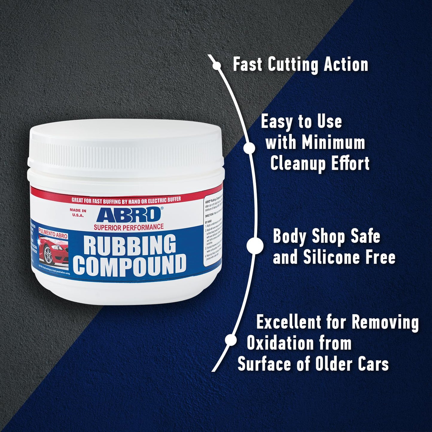 ABRO Superior Performance Rubbing Compound, 32 oz., Buffing Compound for Oxidized Finishes, Smooth, Reflect, Clean