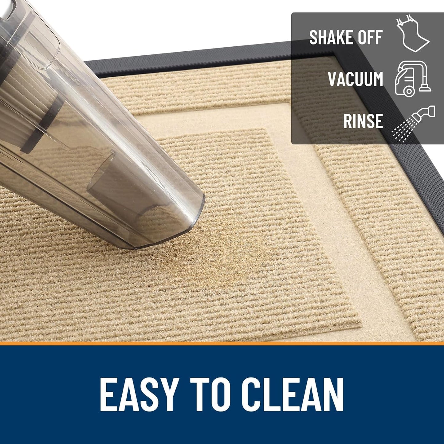 OLANLY Front Door Mat Indoor Outdoor Entrance, Waterproof All-Season, All-Weather Doormat, Sturdy Natural Rubber, Fade Resistant, Low Profile, Easy Clean Patio Porch Entryway Mat, 47x30, Beige