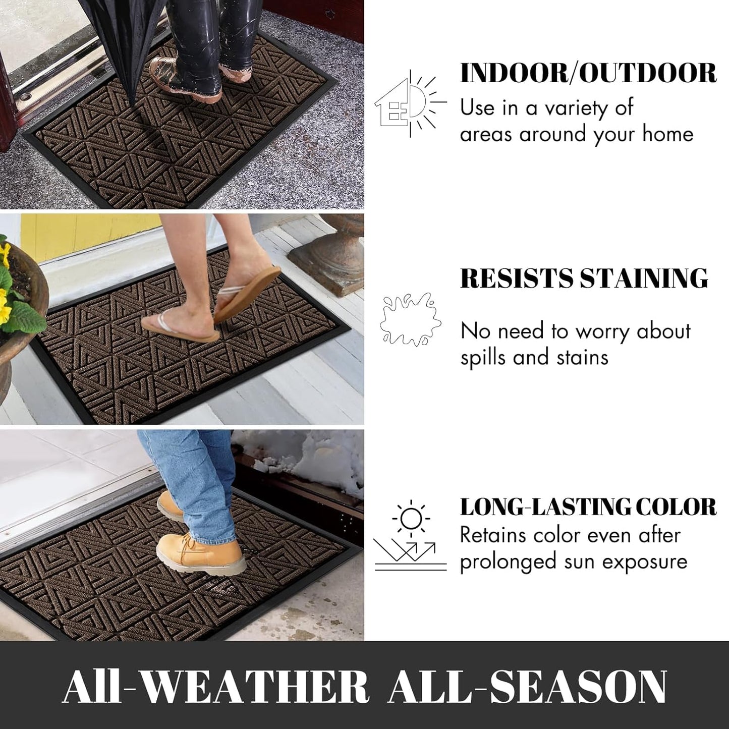 Yimobra Front Door Mat Outside Entrance 72 x 24, Waterproof and Washable Outdoor Mat, Non Slip Rubber Backing, Heavy Duty Welcome Matt for Home Entry Floor Porch Garage Office, Low Profile, Brown
