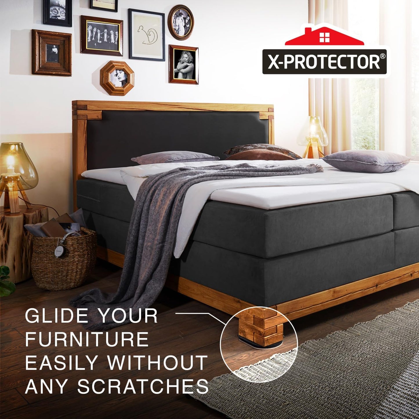 X-Protector Felt Furniture Sliders Hardwood Floors - 4 PCS 6" x 3 1/2" Furniture Sliders - Heavy Duty Felt Sliders Hard Surfaces โ Move Your Furniture Easily & Safely!