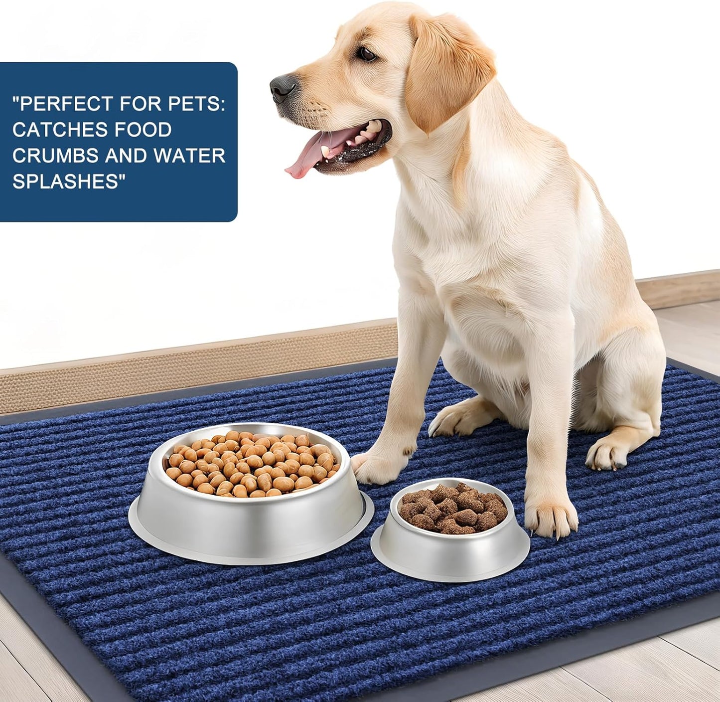 OLANLY Front Door Mat Indoor Outdoor Entrance, Waterproof Heavy Duty Doormat, Fade Resistant, Low Profile, Easy Clean Patio Porch Welcome Floor Mats for Entry, 59x20, Blue