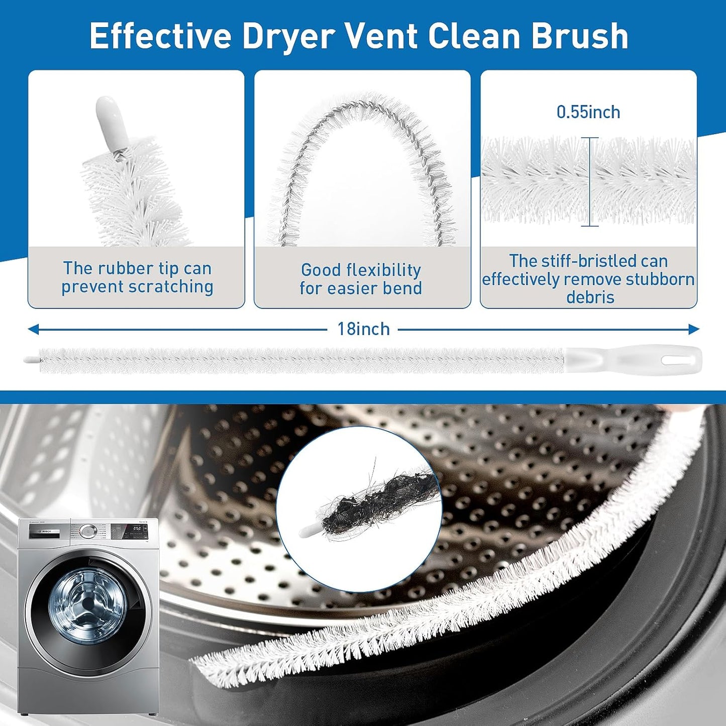 12 Pack Drain Clog Remover Kit, 59" Drain Snake(3pcs), 37" Steel Sink Snake(2pcs), 25" Snake Drain Hair Removal Tool(4pcs), 24" Drain Cleaner Tool(1pc), 18" Drain Brush(2pcs) for Sink, Toilet, Shower