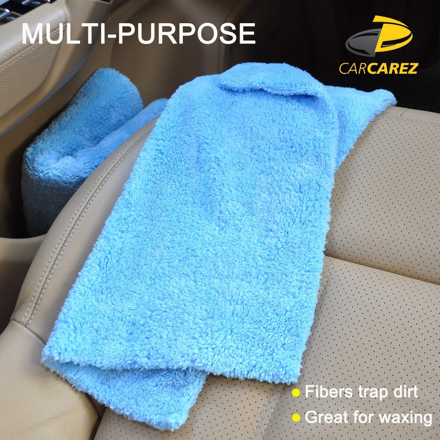 CARCAREZ Microfiber Towels for Cars, Car Drying Wash Detailing Towel with Plush Edgeless Microfiber Cloth (Multi)