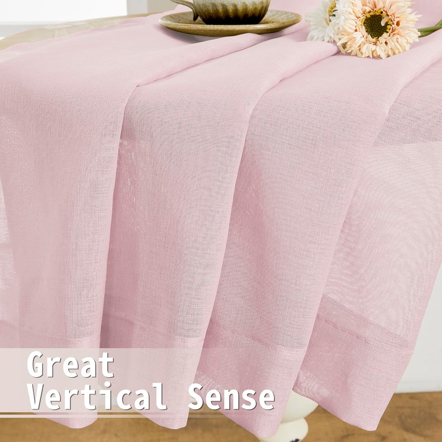 Tollpiz Short Sheer Door Curtains Closet Linen Textured Curtains Sheer Doorway Light Filtering Voile Patio Glass Door Rod Pocket Curtain French Door, 54 x 40 inches Long, Pink, Set of 1 Panel