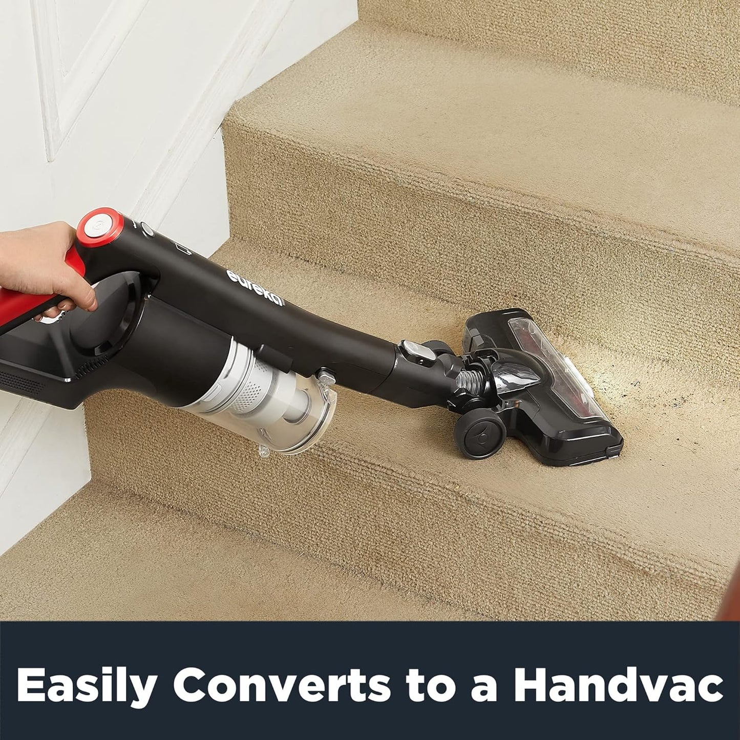 Eureka Cordless Vacuum Cleaner, Vacuum Cleaner for Home Rechargeable, Lightweight Stick Vacuum for Hardwood and Pet Hair,Rose Red, NEC101