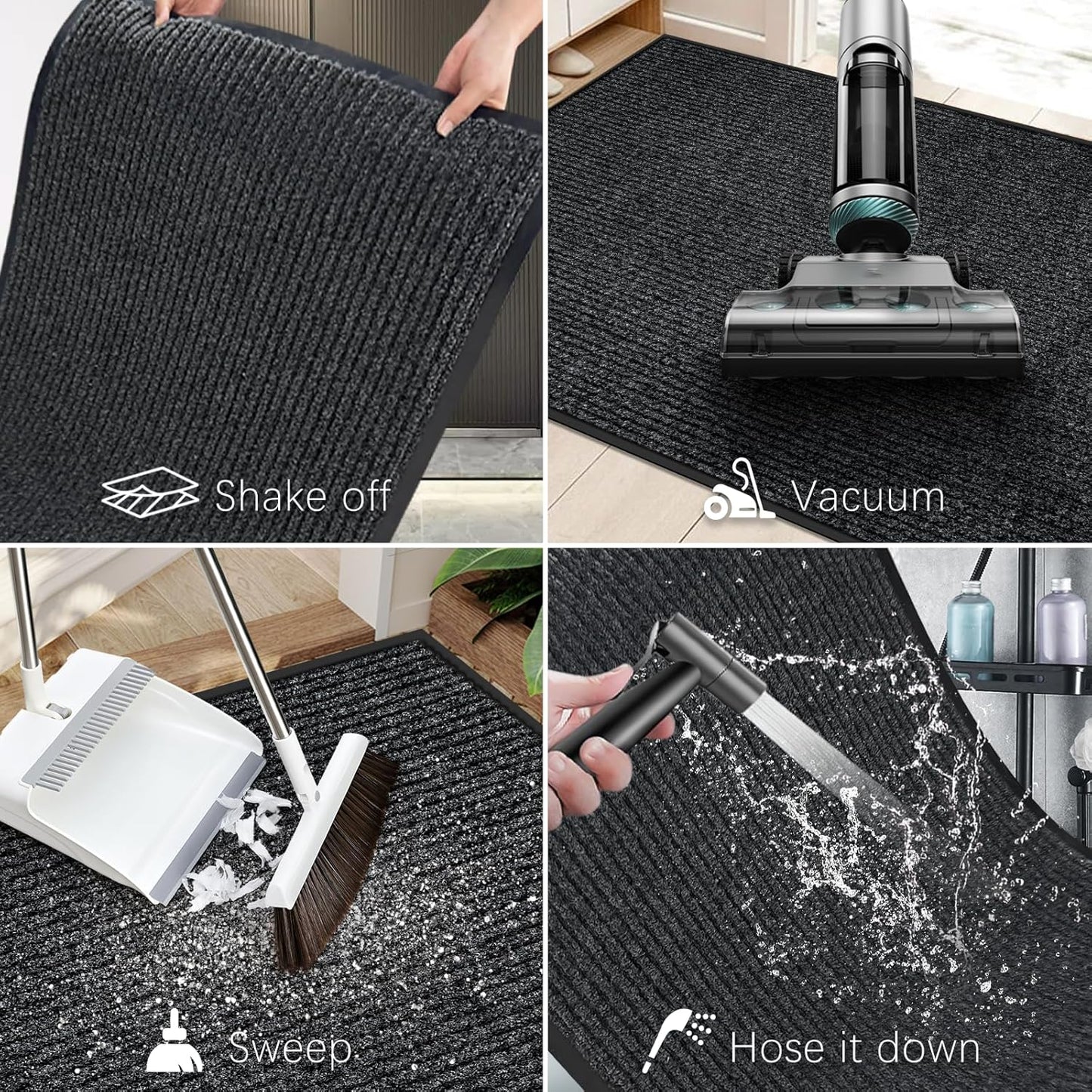 Vicwe Indoor Outdoor Door Mat, 2'x6' Heavy Duty Front Door Mat, Non-Slip Washable Doormats Entrance Mats, Dirt Resistant and Absorbent Doormat, Commercial Outdoor Entrance Floor Mat for Home Office