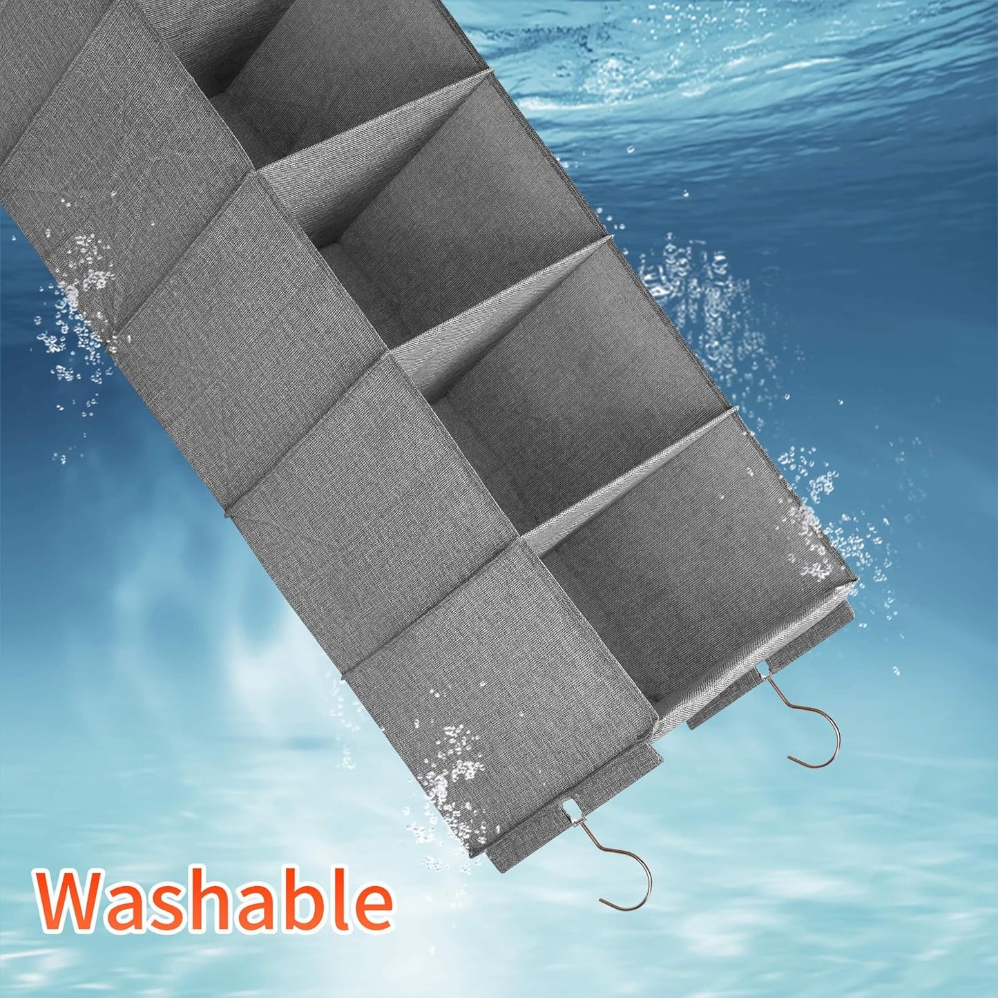 Large Hanging Sweater Organizer for Closet,Collapsible 6-Shelf Hanging Closet Shelves with Drawers, Washable (Grey-5 Shelf)