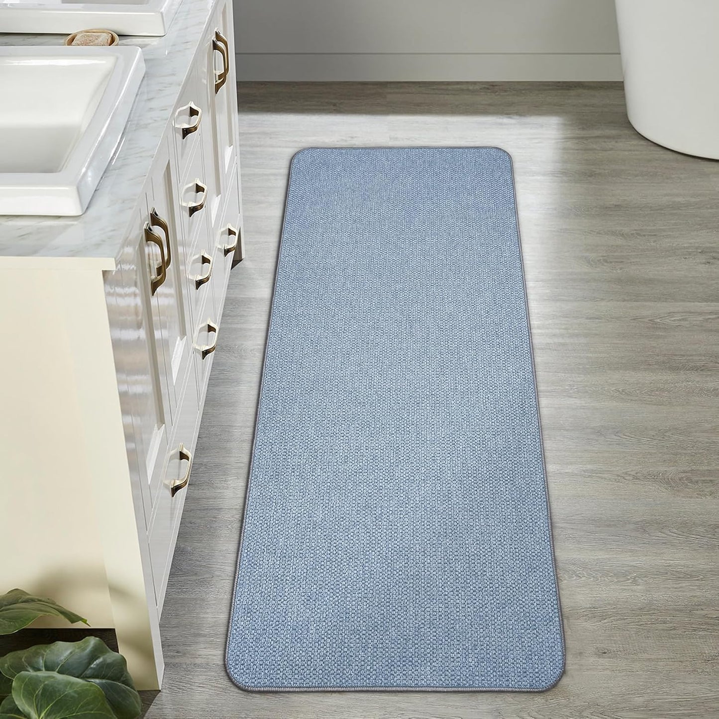 Bath Mat,Ultra Thin Bathroom Runner Rugs,Large Bath Mats for Bathroom,Quick Dry,Non-Slip,Machine Washable,Low Pile,Bath Rug,Shower Outside,Sink,Home Decor Accessories.Blue,1'9"x3'11"(21x47inch)