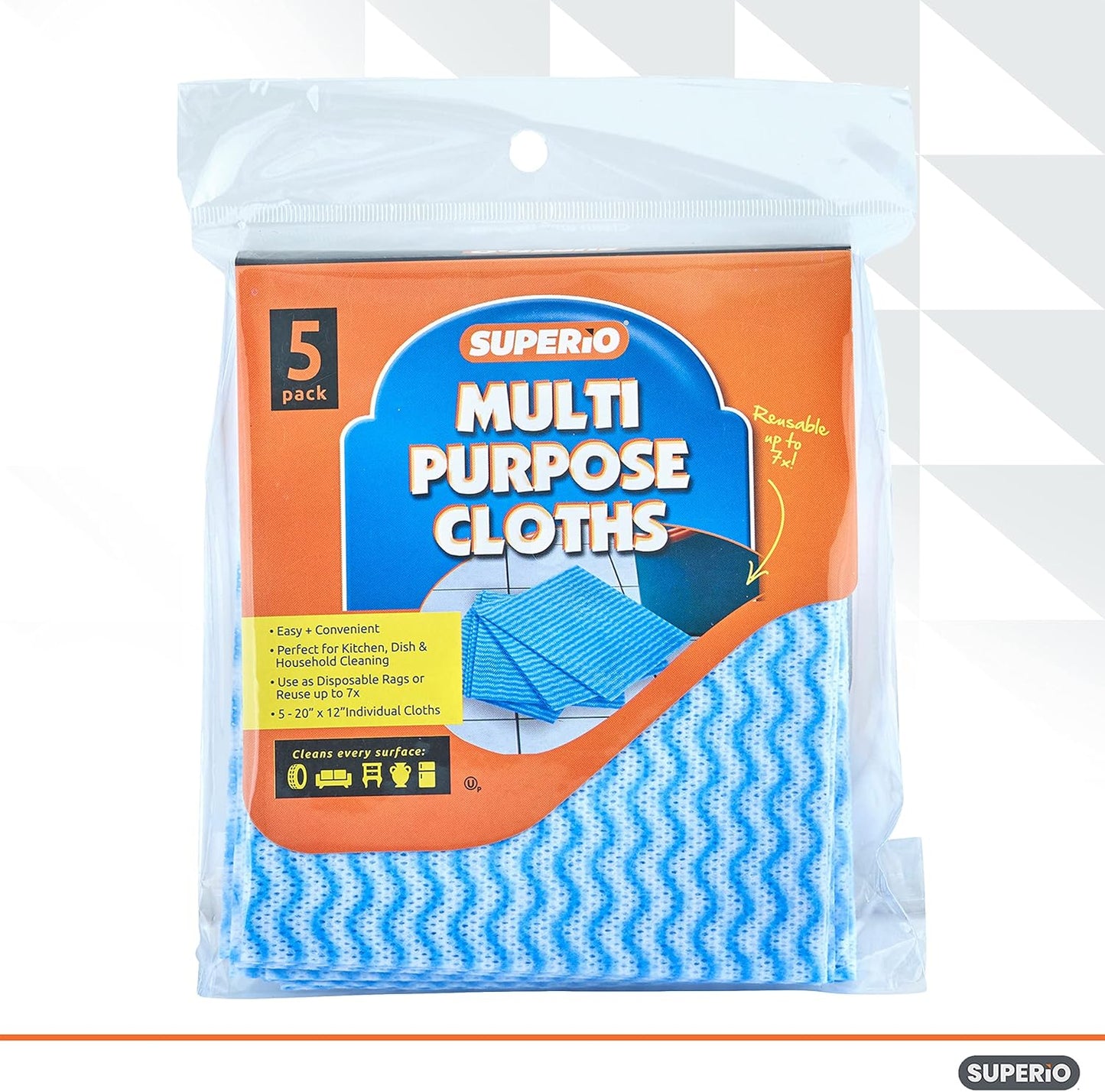 Superio Handy Wipes For Kitchen - Blue Reusable Multi-Purpose Heavy-Duty Cleaning cloth for house, Bathroom, and office. Disposable Dish Towel (50)