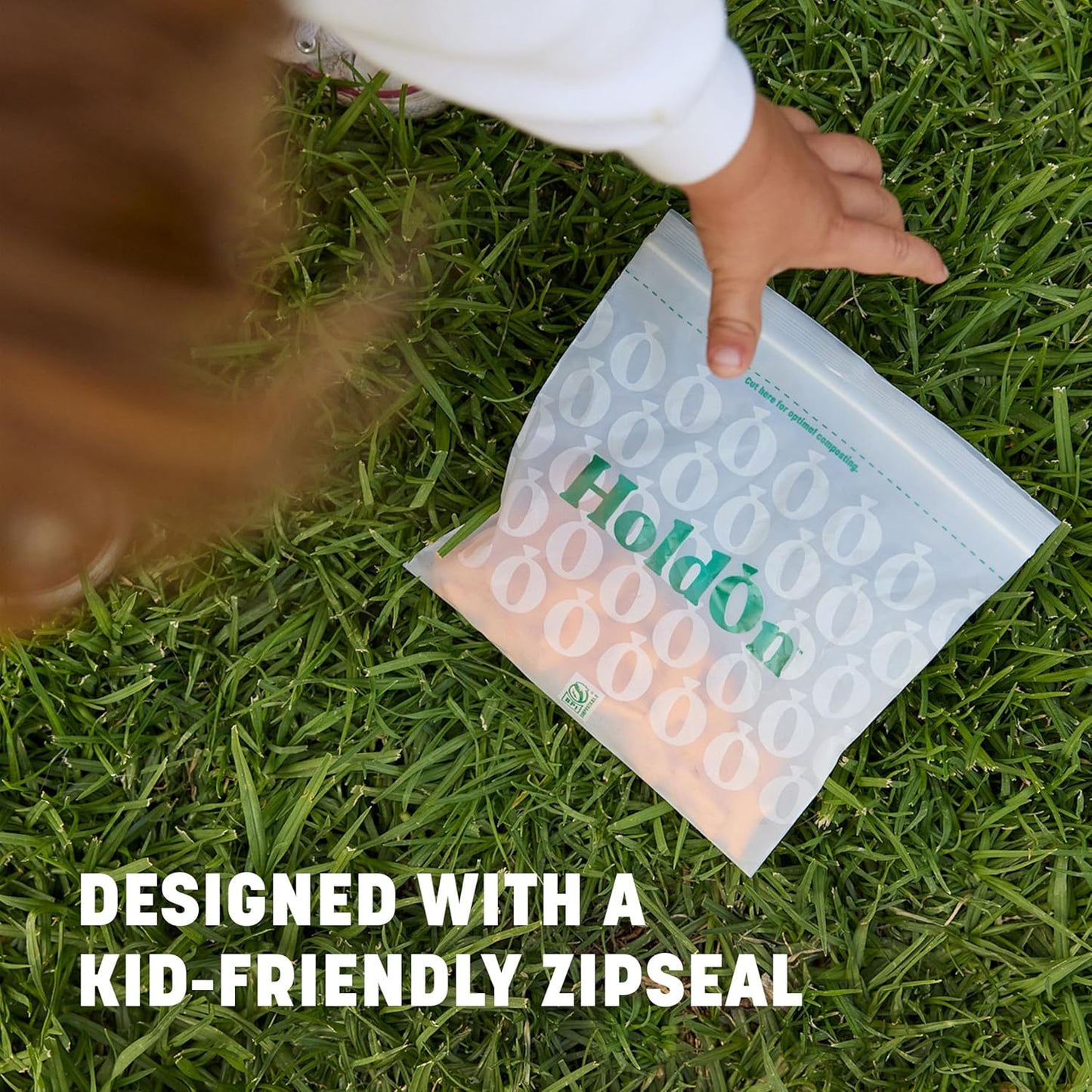 HoldOn Zipseal Sandwich Bags – Compostable, PFOA-Free, BPA-Free, Food-Safe Zip Seal Food Storage Bags With Secure Seal for Home & Travel, Freezer-safe (2-Pack, 200 bags total)