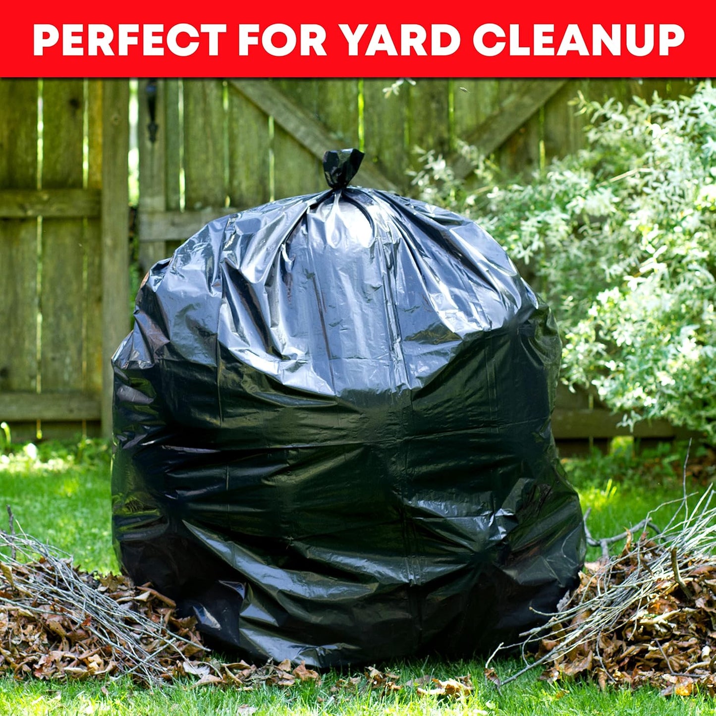 Tasker 55-60 Gallon Trash Bags Heavy Duty, (Value Pack 100 Bags w/Ties) Large Black Outdoor Trash Bags, Extra Large Trash Can Liners, 60 Gal, 55 Gal, 50 Gallon Trash Can Liner Capacity