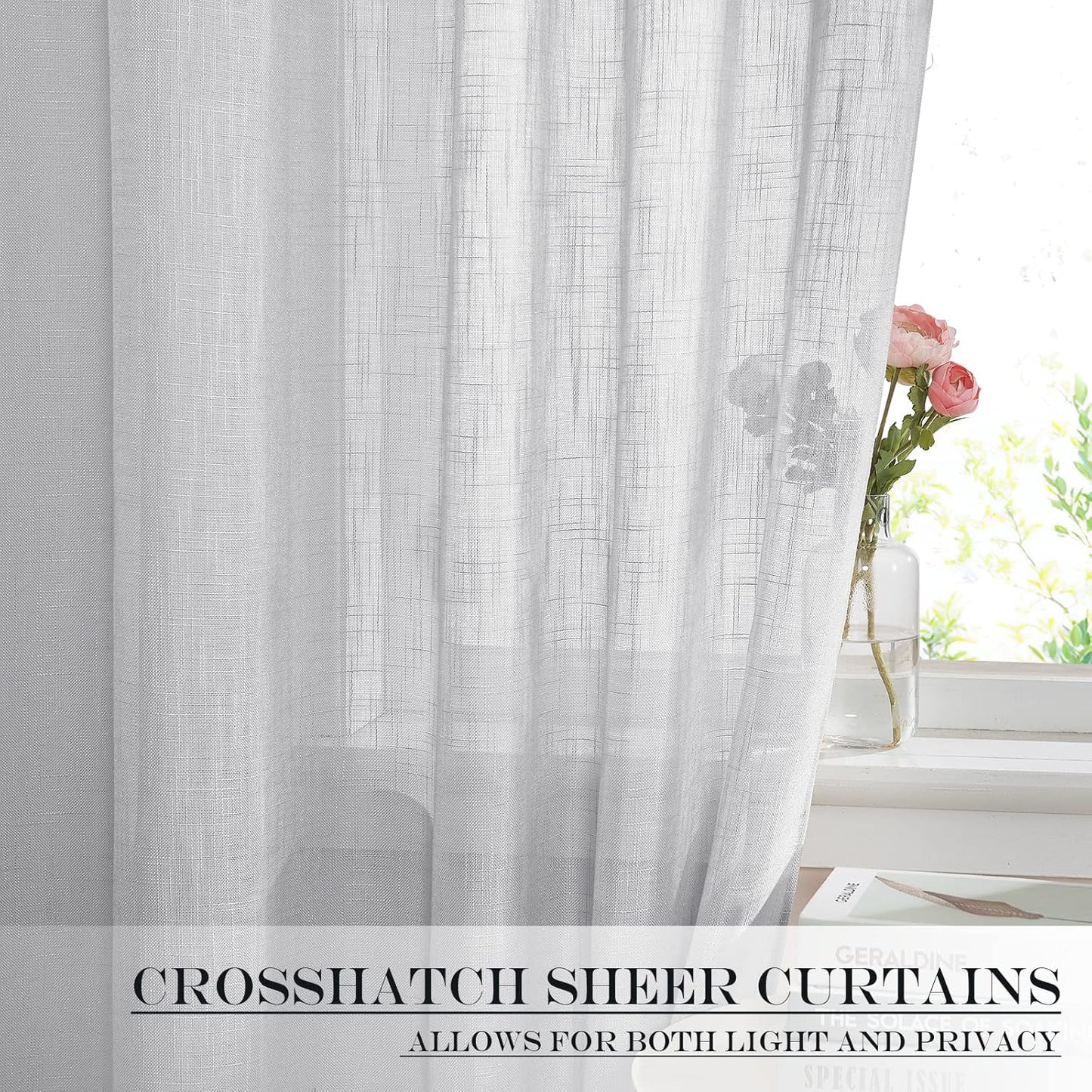 NICETOWN Light Grey Sidelight Curtain, Light Filtering Side Front Door Curtains for Small Window, French Door Curtain for Window Cover, 26W X 50L with Tieback, 1 Panel