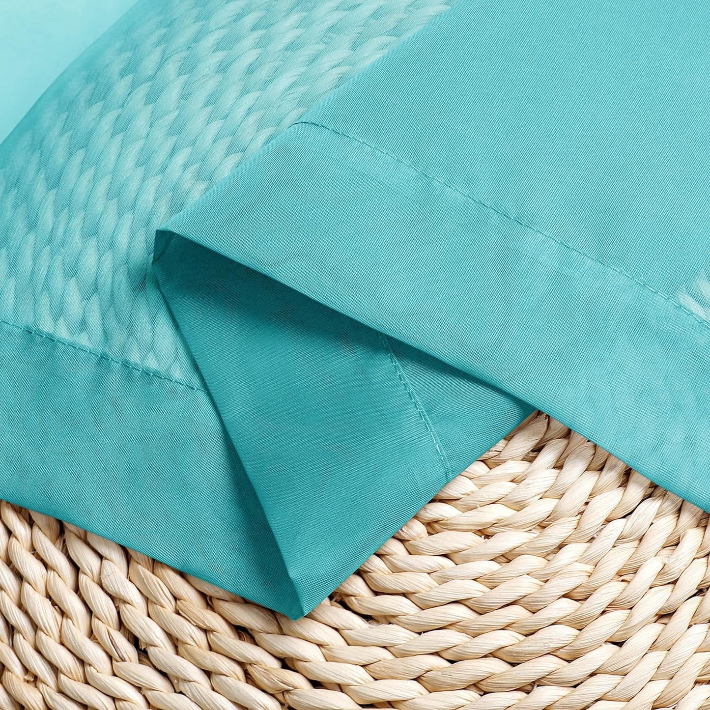 Chyhomenyc Turquoise Sheer Curtains 63 Inch Length 2 Panels, Light Filtering Airy Rod Pocket Window Curtain Treatment Drapes for Bedroom Living, Each 42Wx63L Inches