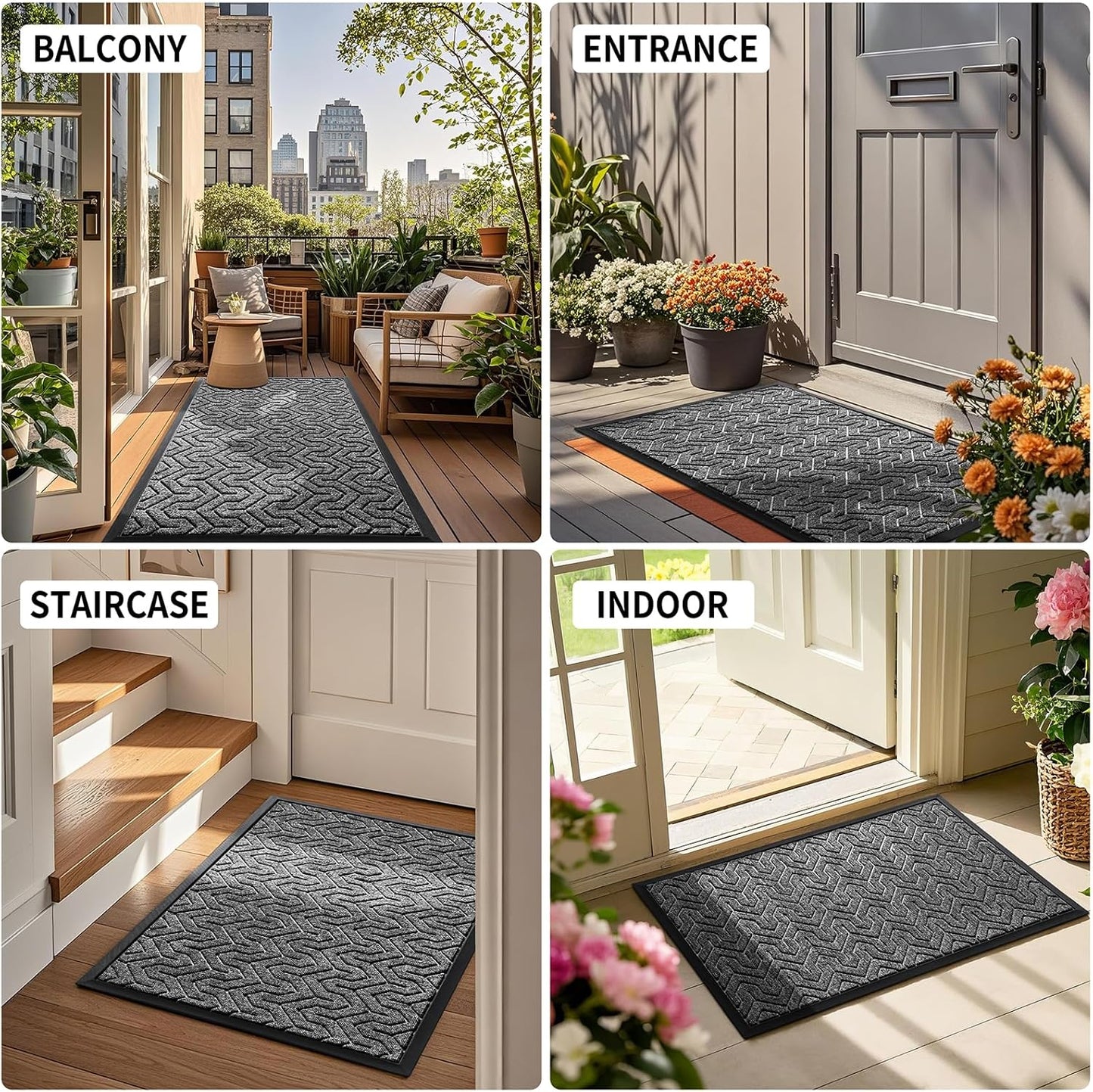 Yimobra Large Door Mat Outside Entrance 47x32, Waterproof Heavy Duty Outdoor Mats for Front Door, Non Slip Rubber Entry Mat for Garage Patio, Easy Clean, Mix Grey