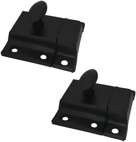 QCAA Oval Turn Cabinet Latch, for Cupboard & Other Furniture, Large, Matte Black, Made in Taiwan, 2 Pack