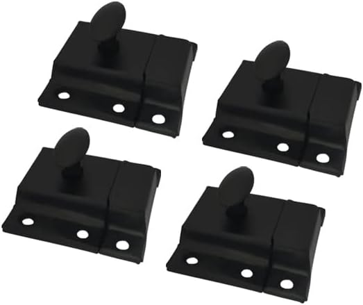 QCAA Oval Turn Cabinet Latch, for Cupboard & Other Furniture, Large, Matte Black, Made in Taiwan, 4 Pack