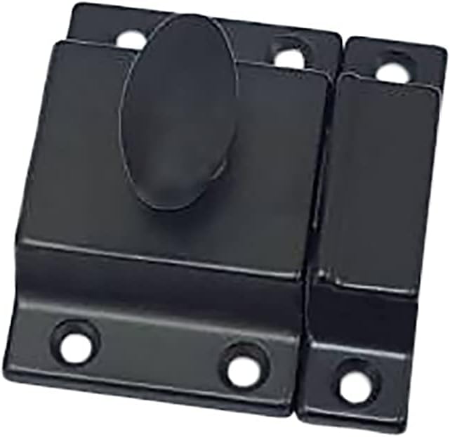 QCAA Traditional Large Oval Turn Cabinet Latch, Solid Brass, 2", for Cupboard & Other Furniture, Matte Black, 1 Pack, Made in Taiwan