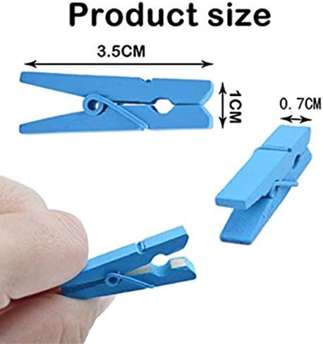 DurReus Wood Clothes Pins for Crafts Party Decor Small Clips Hold Card with Jute Twine Dark Blue Pack 50
