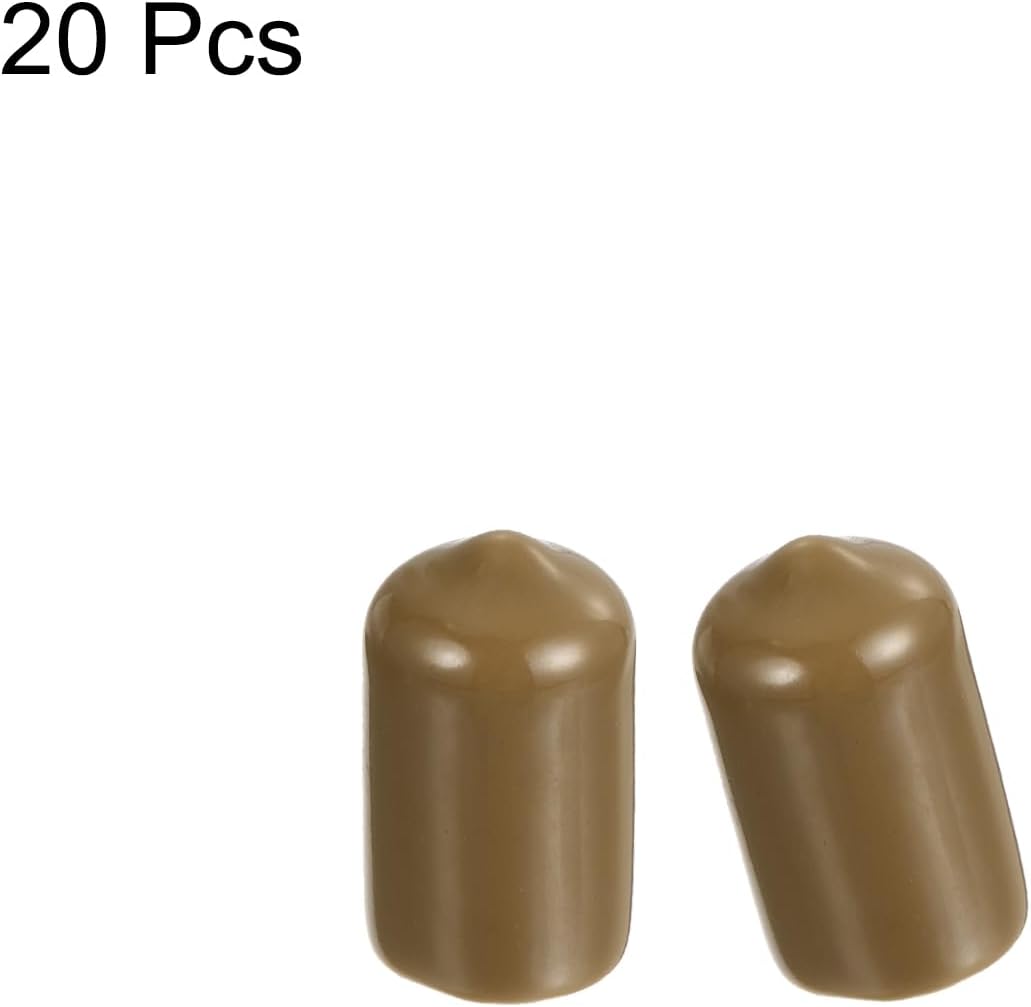 uxcell 20pcs Rubber End Caps 11.5mm ID Vinyl PVC Round Tube Bolt Cap Cover Screw Thread Protectors Light Brown