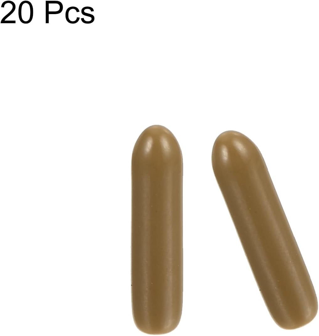 uxcell 20pcs Rubber End Caps 2mm ID Vinyl PVC Round Tube Bolt Cap Cover Screw Thread Protectors Light Brown