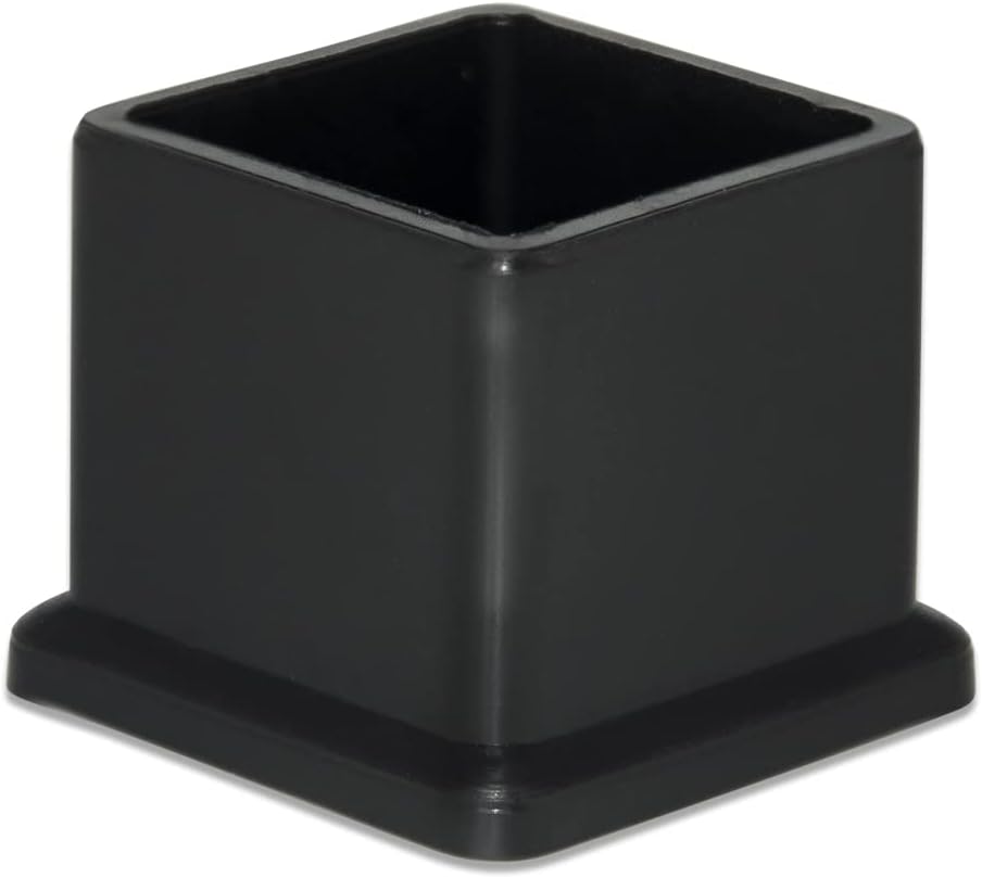 Flyshop Flexible PVC Patio Chair Table Leg Tips Caps Square Furniture Covers 25 x 25 mm, 1" x 1", Black, 20PCS