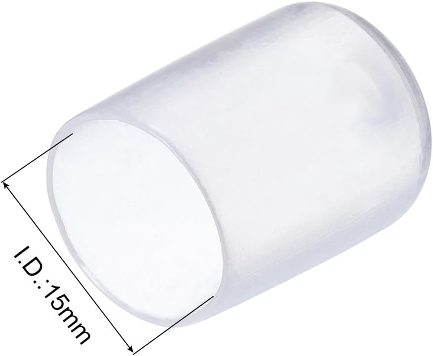 uxcell 20pcs Rubber End Caps 15mm ID Vinyl PVC Round Tube Bolt Cap Cover Screw Thread Protectors Clear