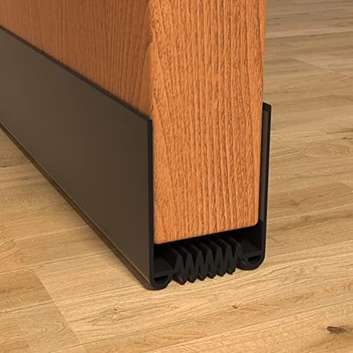 Door Draft Stopper, 39” Length Cuttable Weather Stripping Door Seal, Strong Adhesive Door Sweep for Exterior and Interior Doors (2, Black)